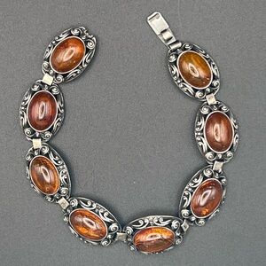 Sterling Silver Baltic Amber Bracelet